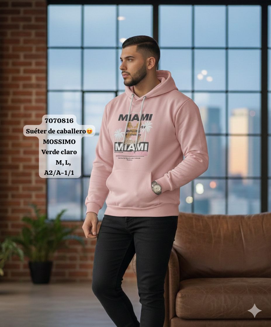 Sudadera con Capucha MOSSIMO Edición Miami – Estilo Urbano y Comodidad
