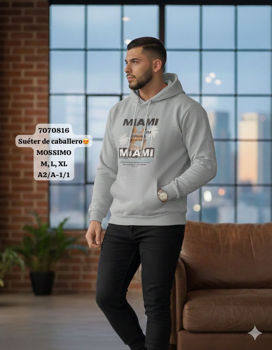 Sudadera con Capucha MOSSIMO Edición Miami – Estilo Urbano y Comodidad