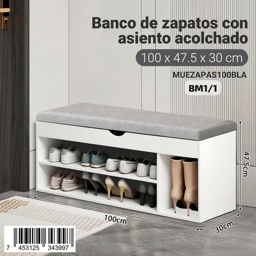 Banco de Zapatos con Asiento Acolchado - HAUS