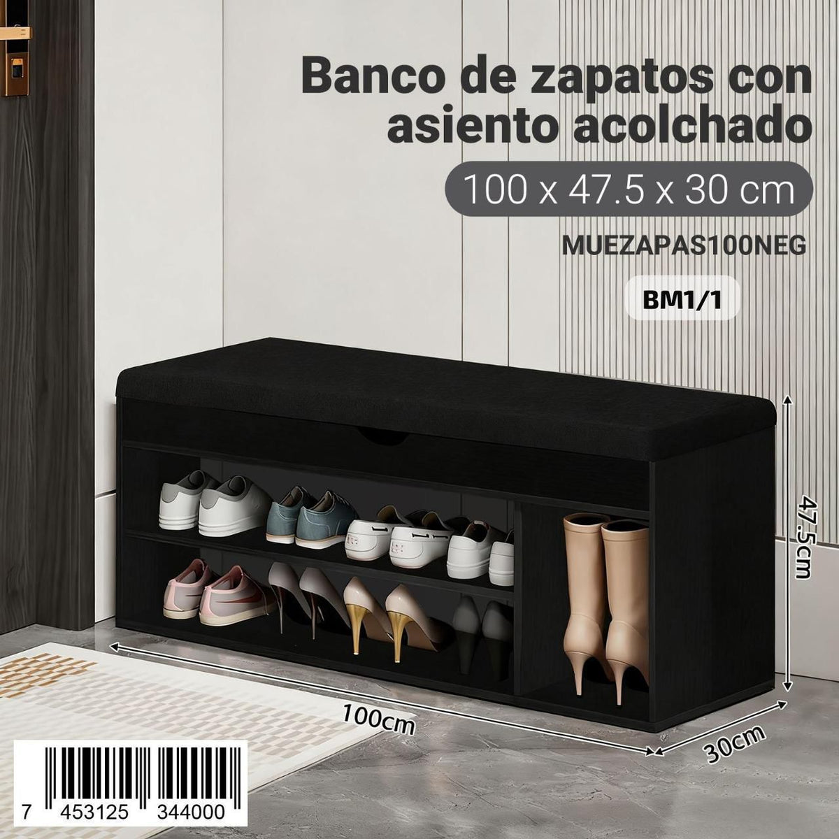 Banco de Zapatos con Asiento Acolchado - HAUS