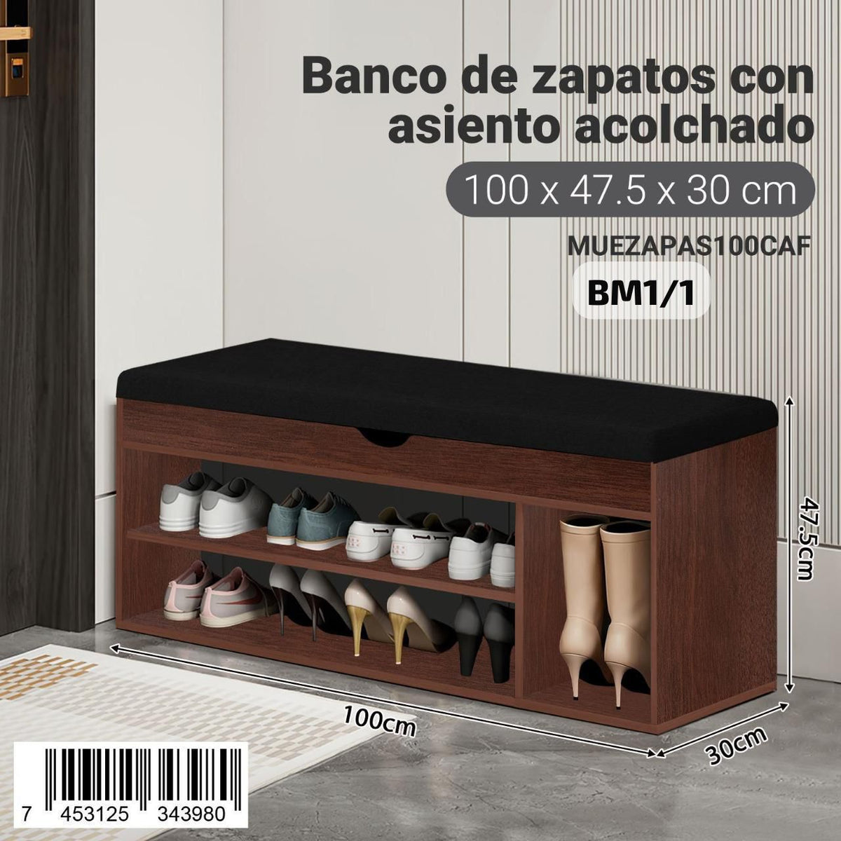 Banco de Zapatos con Asiento Acolchado - HAUS