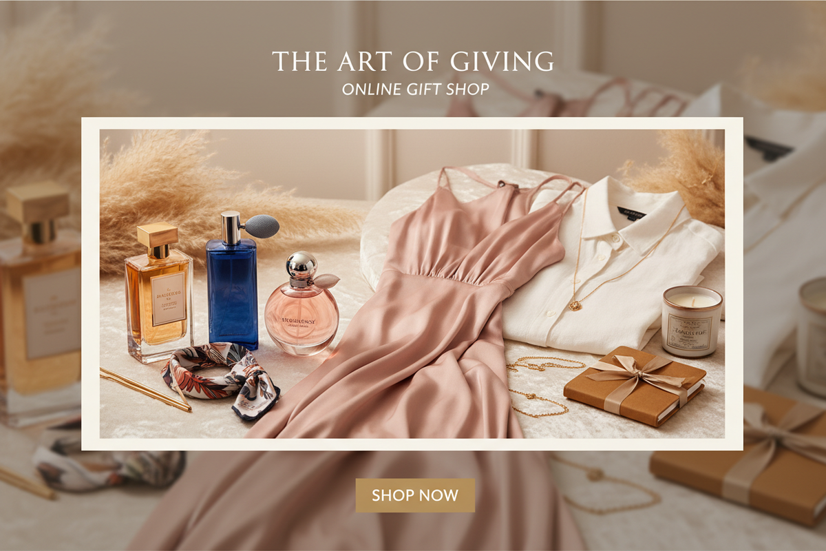uan diapositiva con direntes prendas perfumes para mi tienda online